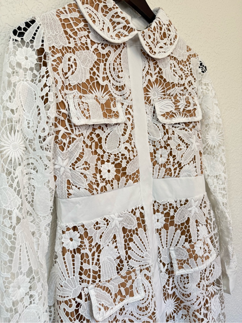 Peekskill Self-Portrait Lace Dress | White Sheer Overlay Romantic | Size M - Picture 10 of 15